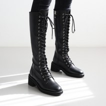 단골언니 여성용 라보엠 레이스업 롱워커 힐