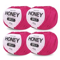 니뜨 허니 3ply 뜨개실 45g x 4p + 무료 도안 세트, 10 핫핑크