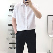 시원한 남자 반팔 린넨 셔츠