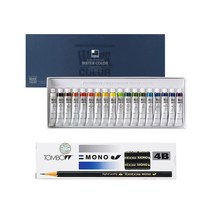 신한화구 수채 물감 7.5ml + 톰보 모노J 4B 1타 세트, 18색
