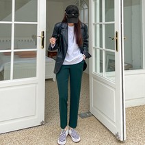 로미스토리 여성용 스트라이트핏 밴딩 팬츠