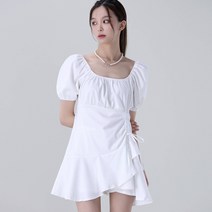 어썸어라운드 여성용 오프숄더 셔링 미니 원피스