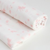 더블라썸 코튼빌 대폭 이중거즈 바이오워싱, 핑크 디즈니 밤비 옴브레