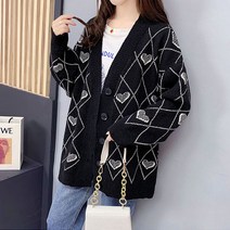 유니제이 여성용 소랜드 하트 브이넥 가디건