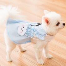 펫보스 강아지 귀여운 멜빵 원피스, 블루