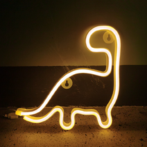 새로그린 공룡 USB 건전지 LED 네온사인, 옐로우