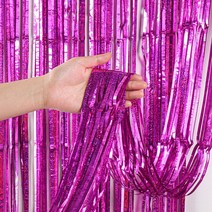 셀레네 레이저 반짝 레인 커튼 1 x 2m 2p, 로즈레드, 1개
