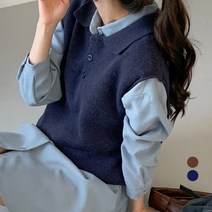 바블링브룩 여성용 소프트 루즈핏 카라 니트 조끼