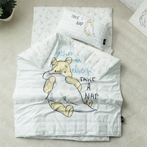 아망떼 디즈니 아동용 슬리핑 푸 낮잠이불 패드세트 솜포함, BABY BLUE