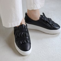 콤마슈 여성용 데일리 찍찍이 벨크로 셔링 프릴 운동화 스니커즈 슬립온 SD562