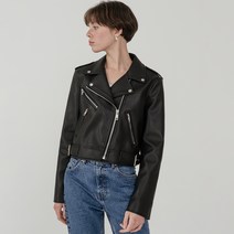 여성용 Crop leather biker jacket 2