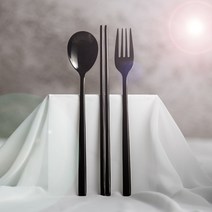 라온누리 리얼심플 수저 + 포크 세트, 블랙, 숟가락 6p + 젓가락 6p + 포크 6p
