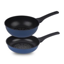 키친아트 프리미엄 파스텔 후라이팬 2종 세트, 혼합색상, 프라이팬 20cm + 궁중팬 20cm