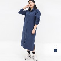 102102 여성용 데일리 루즈핏 셔츠 롱 원피스