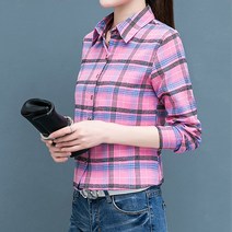 블랙101 여성용 산드로지 체크 스탠다드핏 남방 CH-2317057