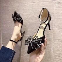 여성용 화려한 빅리본 스틸레토 발목 스트랩 하이힐 PRDS122