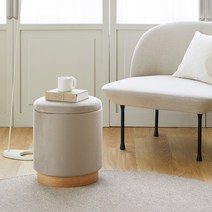 한샘 포네르 원형 수납 화장대스툴, 벨벳 웜그레이