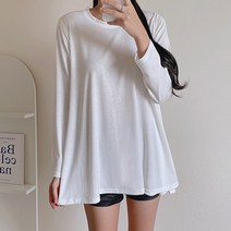 라미르 여성용 힙커버 모달 레이어드 긴팔 A라인 티셔츠