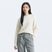 미쏘 여성용 반하이넥 보카시 케이블 스웨터