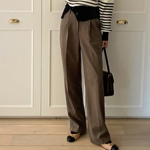 엔비룩 여성용 세상편한 핀턱 기모 슬랙스 롱