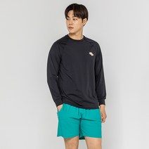 나야스타일 남성용 오카 오버핏 긴팔티 래쉬가드, 블랙