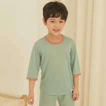보보 아동용 허니 솔리드 7부 레이온 실내복 세트
