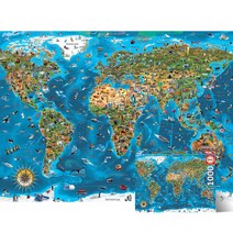 에듀카 세계지도 랜드마크 직소퍼즐, 혼합색상, 1000피스
