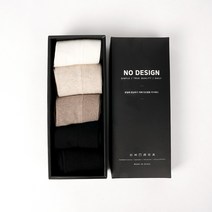 노디자인 여성용 링크스 골지 중목 양말 아이보리 + 오트밀 + 브라운 + 블랙 2p + 기프트 박스 세트
