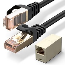 구스페리 CAT7 인터넷 랜선 케이블 SFTP형 5M + 연장 랜커플러, 1세트, 블랙