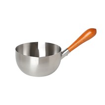 케이트왈츠 스텐 우드핸들 밀크팬 편수냄비, 브라운 + 실버, 지름 12.8cm x 깊이 6.8cm