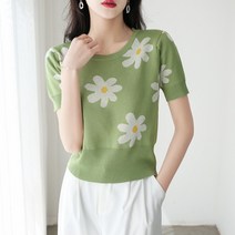 데이소이 여성용 데이지 반팔니트