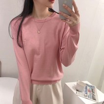 체리체리 여성용 캐시미어 소프트 라운드넥 니트