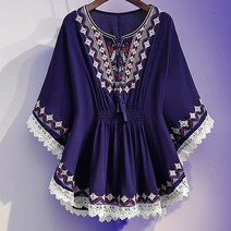 여성용 플레어 인디언 블라우스