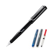 LAMY 사파리 만년필 컨버터 세트, F, 만년필(블랙), 케이스(랜덤발송)