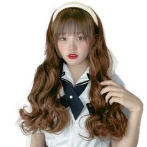 하이유니 웨이브 펌 헤어밴드 가발 65cm, 아이보리(헤어밴드), 라이트브라운(가발), 1개