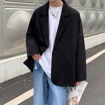 남성용 PDS패션 심플한 원버튼 오버핏 세미정장 캐주얼 자켓