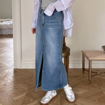 슈가펀 애리튼 슬릿 데님롱스커트