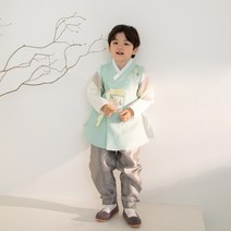 아가명주 남아용 민초 현우 한복세트