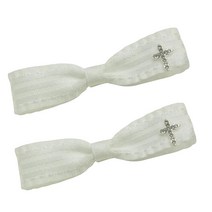 여아용 핑크 6.9cm2.7인치 헤어 리본 클립 2개P핑크 USA 미국, T-off white bow with cross, 2개
