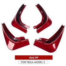 model3 머드 플랩 for tesla model 3 2021 액세서리 가드 펜더 프론트 리어 휠 머드가드 탄소 섬유 abs model three, 빨간색