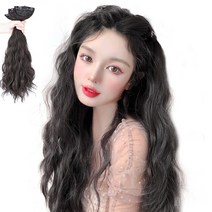 가발위드 붙임머리 웨이브 가발 히피한걸 3피스, 자연블랙