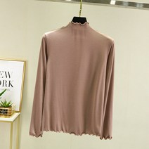 1+1 여성 물결 반목 폴라티 기본 이너 목폴라 긴팔 티셔츠 2P