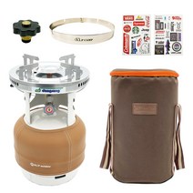3KG LPG 가스통 + 동성 해바라기 미세조절 버너 + 링가드 바람막이 + 전용 수납가방 + 가스통 커버 + 가스통 마개 + 캠핑스티커 2장 / 캠핑 8종 세트, 8종 세트-커버색상(브라운)