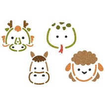 우돌아트 스텐실도안 4062 새해 명절 전통 십이지신 진사오미 ( 용 뱀 말 양 ) 동물스텐실도안