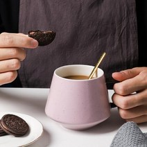 특이한 도자기 손잡이 머그컵 북유럽 홈카페 커피잔, 핑크