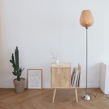 대나무 라탄 장스탠드 led전구 포함, 브론즈