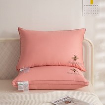꿀벌 콩 섬유 베개 5 성급 호텔 싱글 베개 침구 경추 베개 이불 커버 화이트 1 킹, pink, High pillow