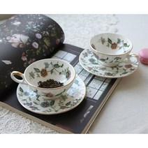 손님용 본차이나 빈티지 꽃무늬 찻잔 세트2p 꽃잎차 티타임 예쁜 손님접대용 티잔 커피잔