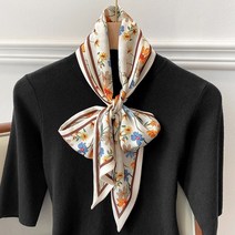 프랑스 화려한 코스모스 꽃무늬 숏스카프 S-03