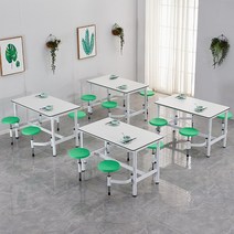 일체형 테이블 의자 급식실 휴게소 식당 업소용 공장, 6인용
